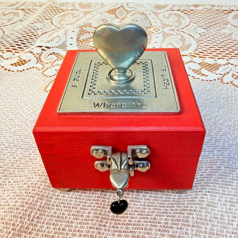 Jim Clift Fine Pewter Hone Is Where The Heart Is Red Heart Keepsake Box